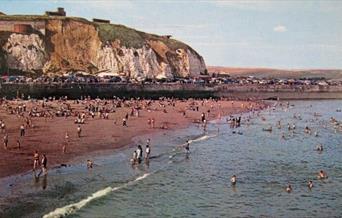 Vintage postcard image of Newhaven beach