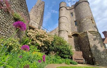 View of Lewes Castle from below