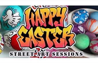 Street art graphics used to design Easter eggs