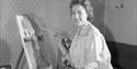 Vera Lynn painting in her home in Finchley, London 1956