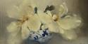 Painting - blue/white bowl with white flowers