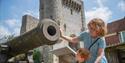 Inspecting a cannon at the Castle, Lewes