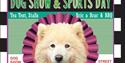 Dog's face surrounded by rosette