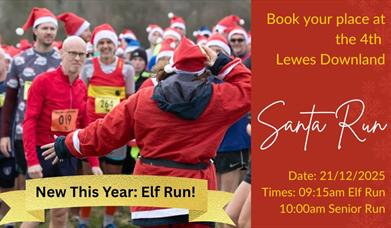 Runners taking part in Santa Run (with Santa hats!)