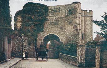 Old photograph of Entrance to Lewes Castle