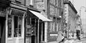 Black & White view of shops in Lewes High Street