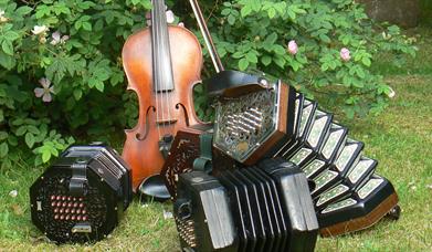A collection of instruments for folk musical instruments