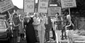 Vera Lynn holding a 'Lorries Go Home' sign during a protest march in Ditchling.