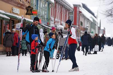 Skiing in Lillehammer city centre