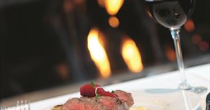 Dinner and a glass of wine served at Thon Hotel Skeikampen Restaurant