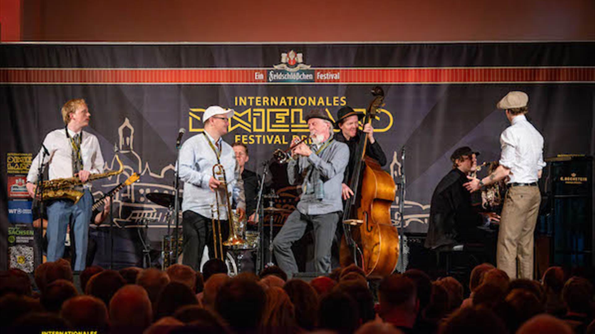 A jazz band perform on stage