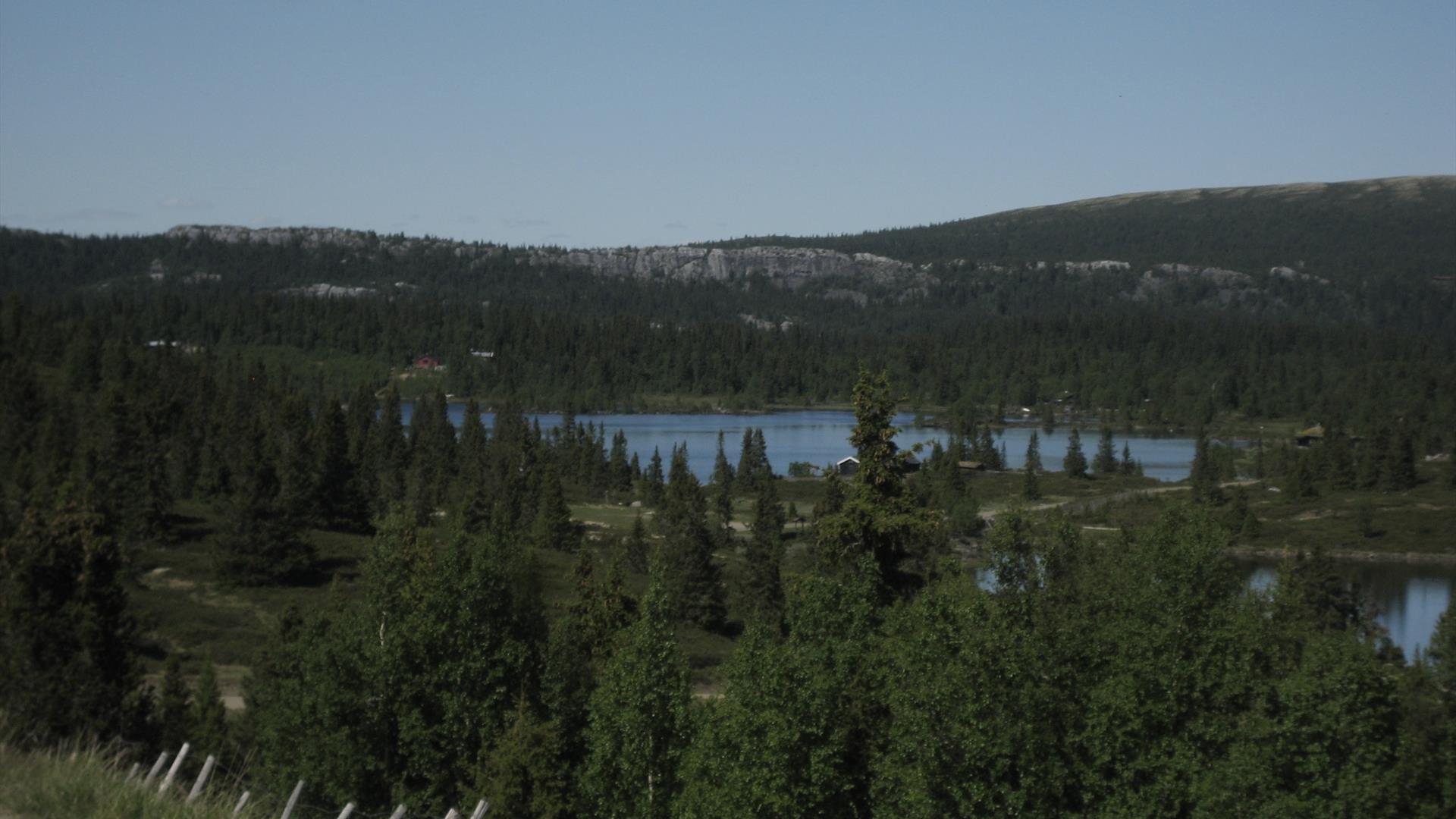 View over a mountain lake.