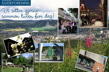 Different pictures from Lillehammer : Bjerkebæk, Lysgårdsbakkene, Gågata, Lillehammer Art Museum and the park