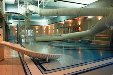 The pool and the slides at Fron Leisure Pool