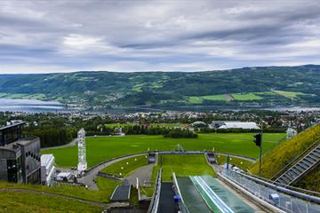 View towards Lillehammer from the top of the jumping hill