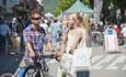 People talking in the pedestrian street in LIllehammer