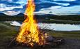 Lakeside bonfire at midsummer, Venabu Fjellhotell