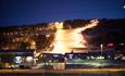 Night open downhilll ski tracks in Hafjell