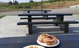 Waffle and pastry outside at Pellestova