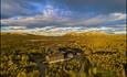 An aerial view of Venabu Fjellhotell in autumn