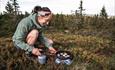 Person lager mat på primus ute i fjellet