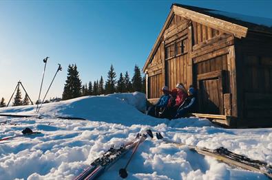 Kos i solveggen på Sjusjøen