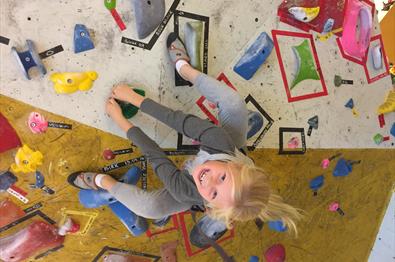 In the climbing wall at Tyrili Climbing Center