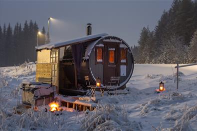Stemningsbilde vinter ved Kroken Sauna