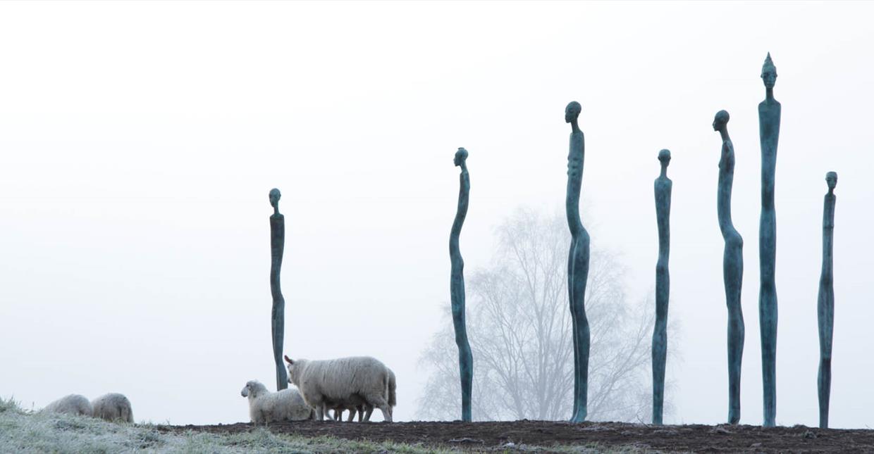 Sculpture "Flokk" with sheep