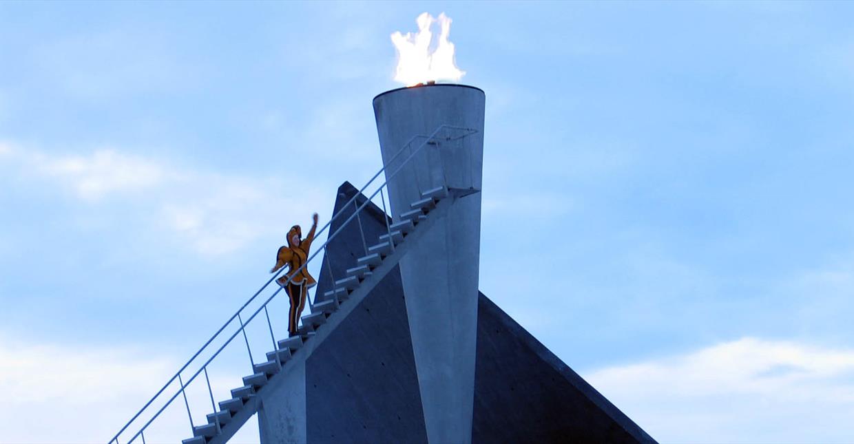 Olympic Flame in Lysgårdsbakkene Ski Jumping Arena