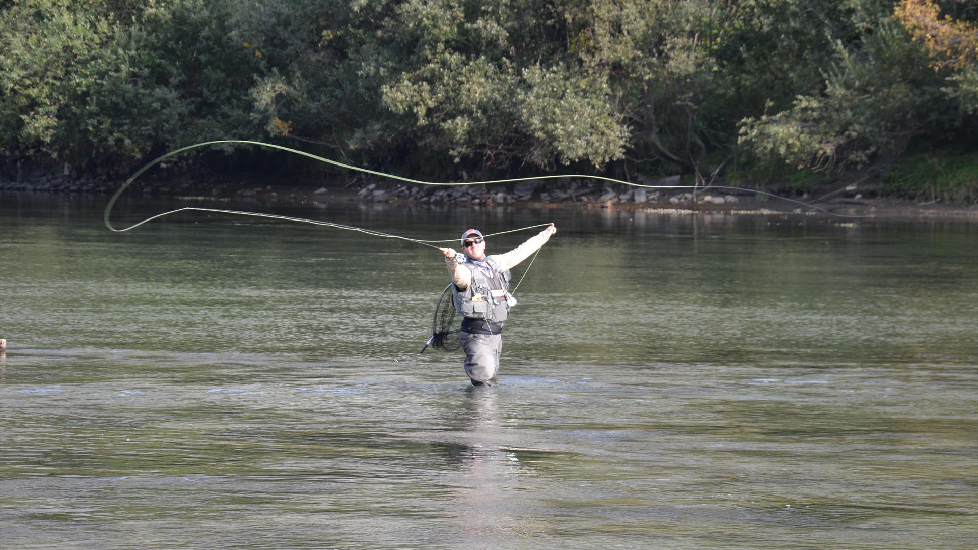 Fishing for brown trout in Langsua national park