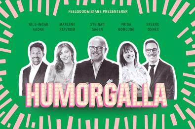 Humorgalla 2023 med Nils-Ingar Aadne, Steinar Sagen, Erlend Osnes, Marlene Stavrum og Frida Homlung