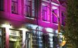 Kulturhuset Banken in pink lightning