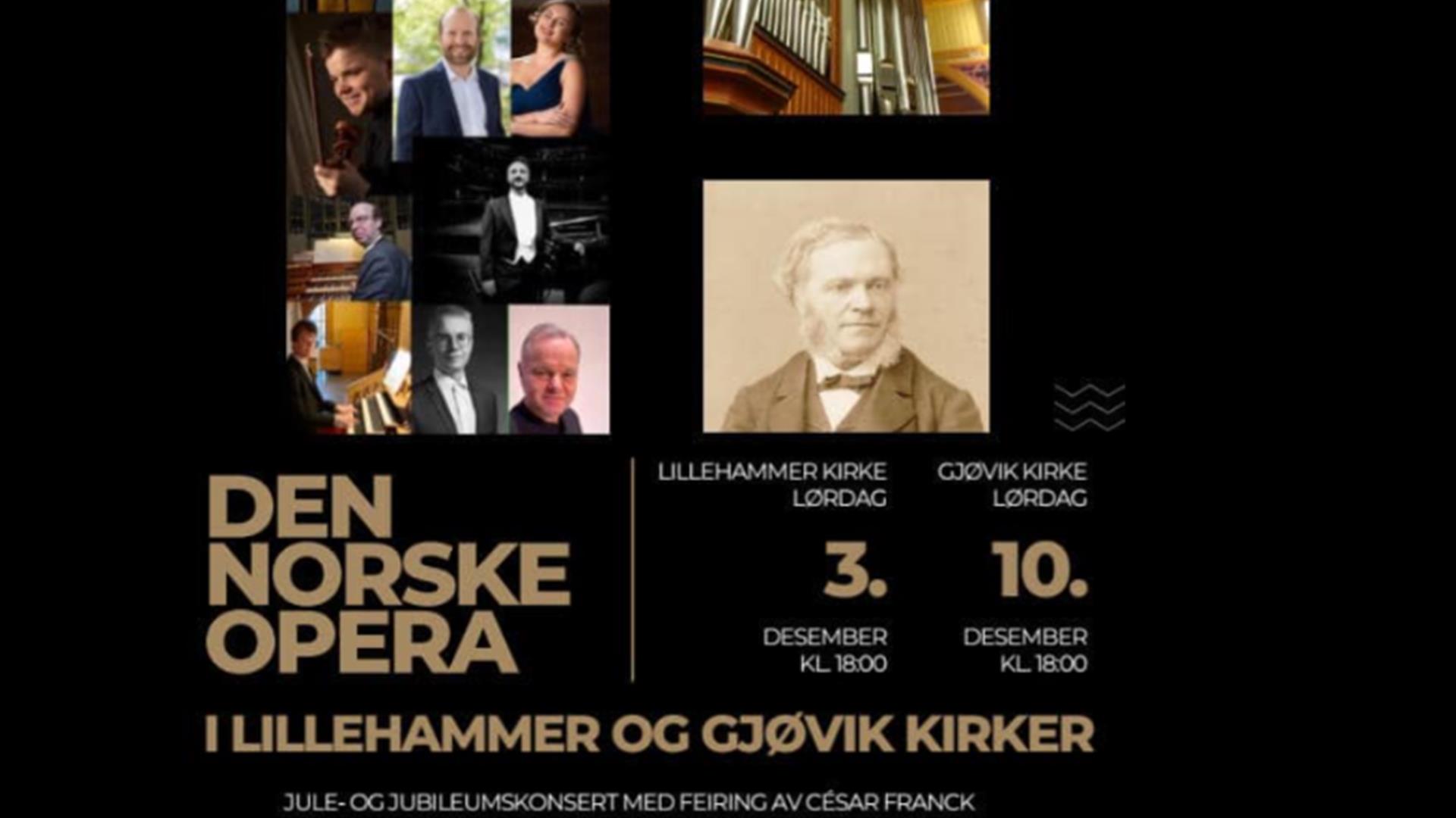 Konsert i Lillehammer kirke med solsiter fra Den norske Opera ifm Cesar Franck 200 år
