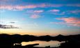 Lake and mountain view at sunset from Venabu Fjellhotell