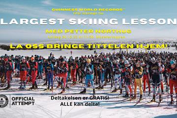 Guinness rekordforsøk - verdens største skitrening - med Petter Northug