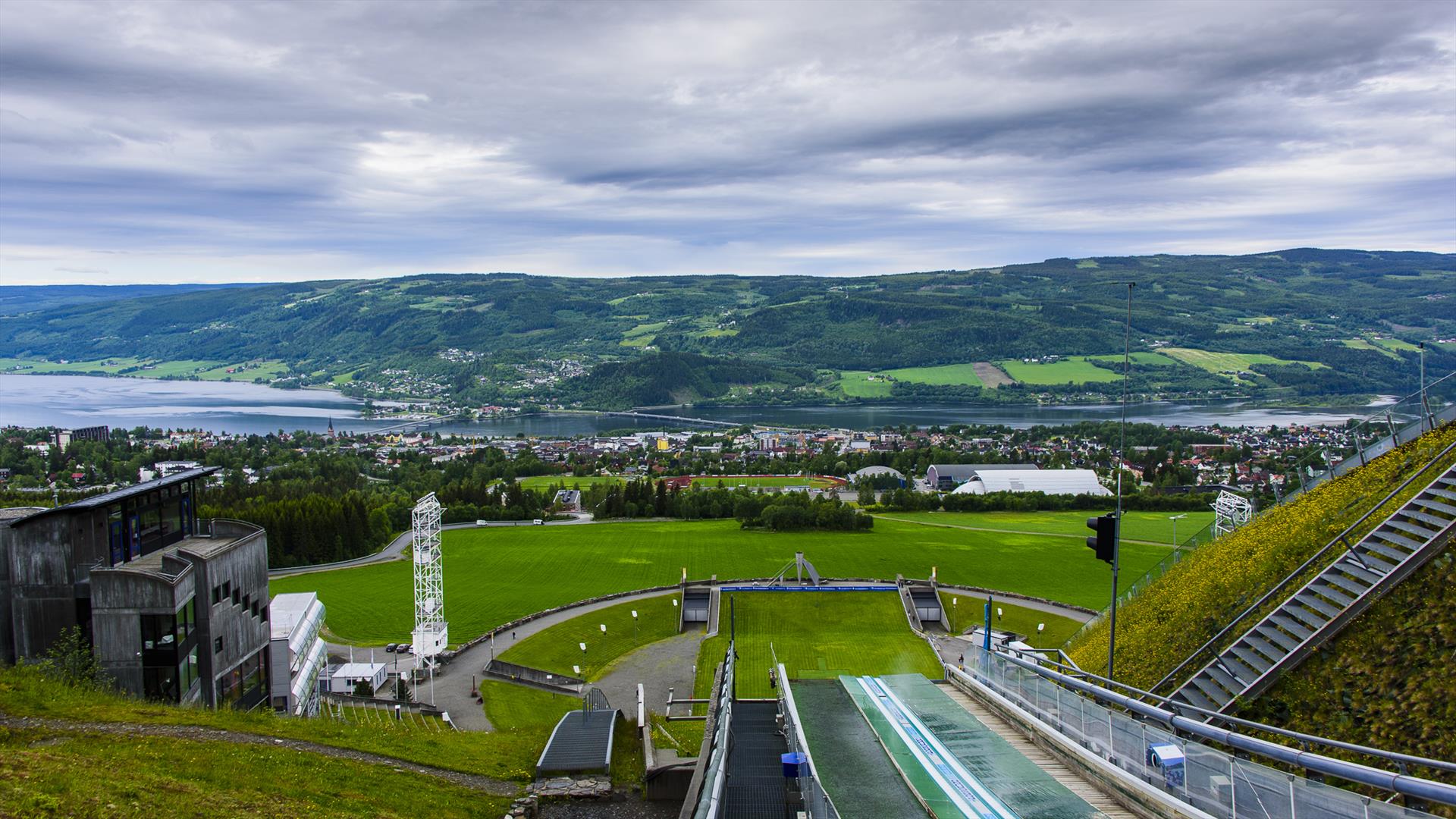 View towards Lillehammer from the top of the jumping hill