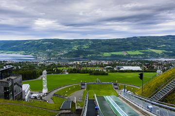 View towards Lillehammer from the top of the jumping hill