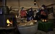 Cozy inside the lavvo after sleigh rides