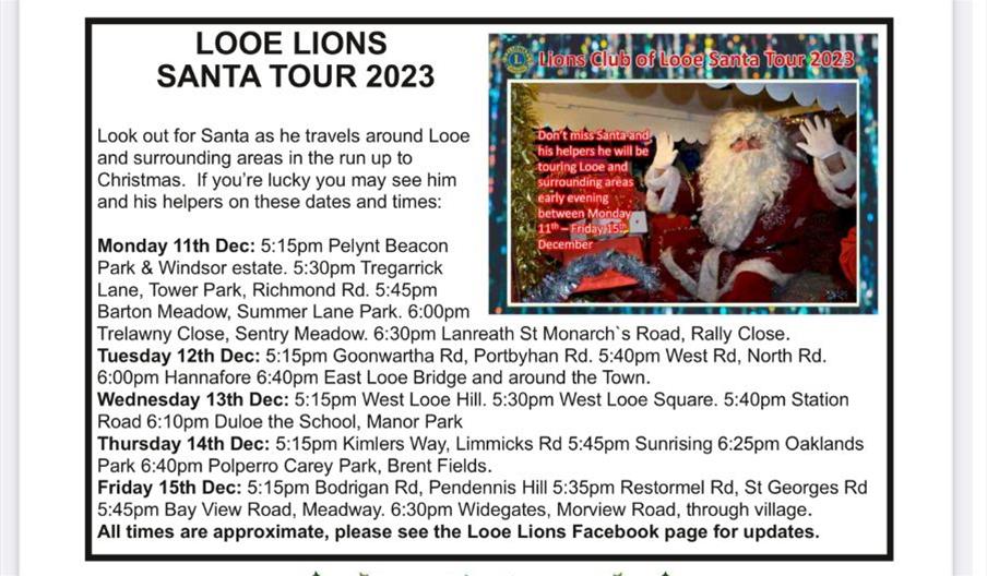 Poster of Santa tour days and times