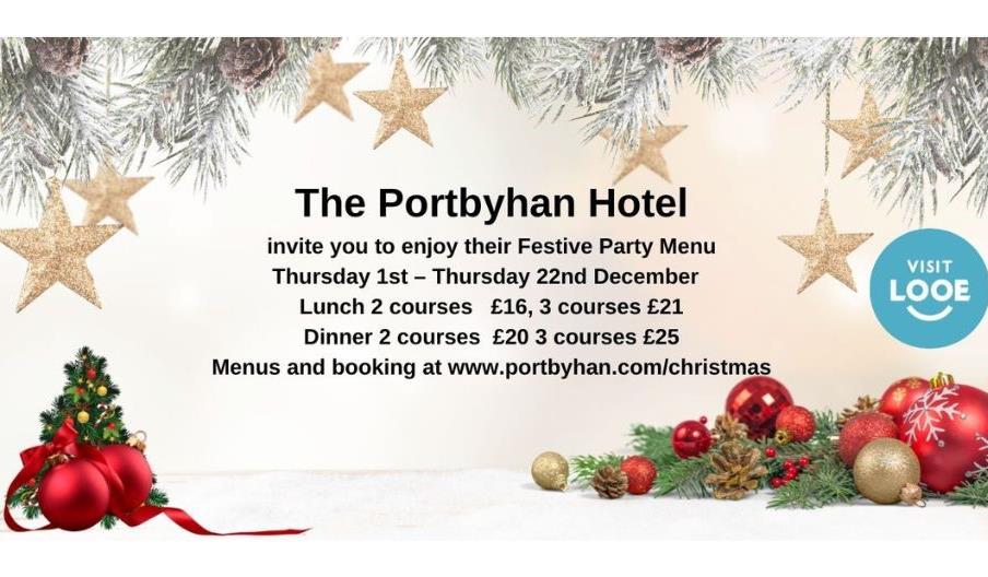 Festive Party Menu at Portbyhan Hotel Christmas in LOOE, Looe Looe