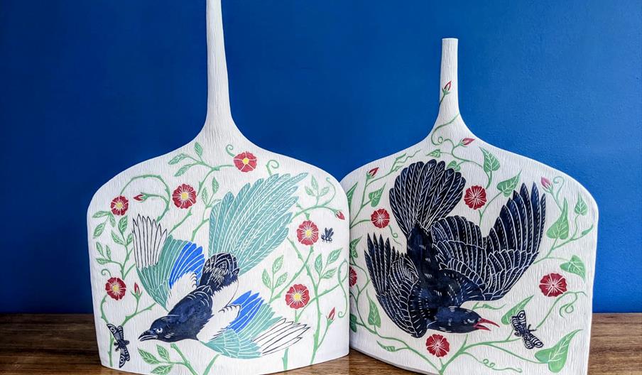 Russell Martin's handbuilt ceramics are inspired by Cornwall and its history
