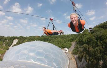 People Zip wiring over dome