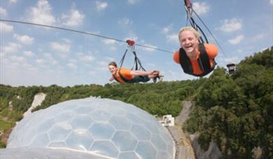 People Zip wiring over dome