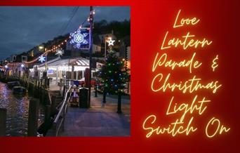 Copy of post for Lantern Parade and Christmas light switch on. West Looe Quayside Centre with lights