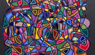 Abstract artwork in bright colours with black background