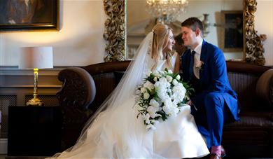 Wedding couple at Chilston Park Hotel 