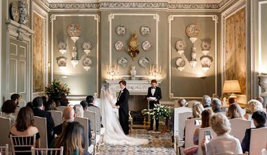 Couple in the Ceremony room at Leeds Castle 