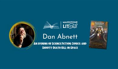 Photo of Dan Abett and the Maidstone LitFest logo