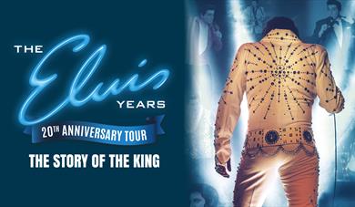 Logo and back of Elvis in white studded jacket